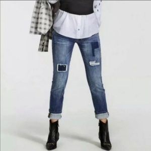 CABI Slim Boyfriend Patchwork Jeans #5308